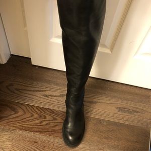 Black Leather Over the Knee Boots